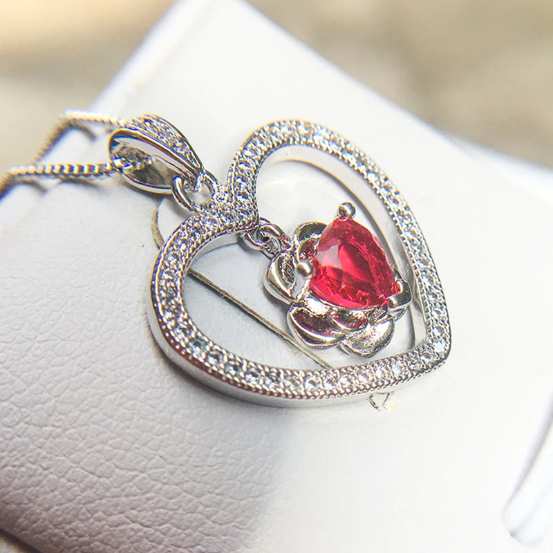 Red Heart Necklace Female Collar Chain Zircon Girl Gift