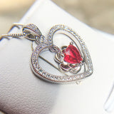 Red Heart Necklace Female Collar Chain Zircon Girl Gift