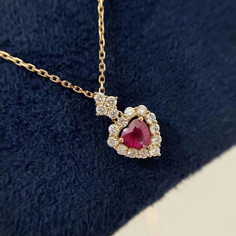 Red Heart Necklace Zircon Jewelry for Women