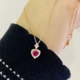 Red Heart Necklace Zircon Jewelry for Women