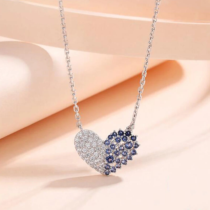 Heart Necklace Splice Collar Chain Zircon Gift
