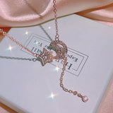 Tassel Star Moon Necklace with Zircon for Women