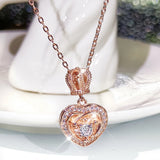 Vintage Heart Necklace Zircon Girl Gift Party