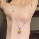 Yellow Square Diamond Necklace Zircon Girls Gift