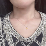Yellow Square Diamond Necklace Zircon Girls Gift
