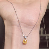 Yellow Square Diamond Necklace Zircon Girls Gift