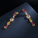Red Garnet Earrings Brilliant Zircon Female Jewelry