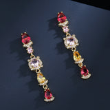 Red Garnet Earrings Brilliant Zircon Female Jewelry