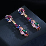 Colorful Tourmaline Earrings Brilliant Zircon Girl's Gift