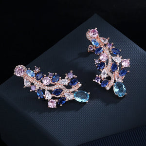 Sapphire Zircon Earrings for Women, Female Jewelry Gift