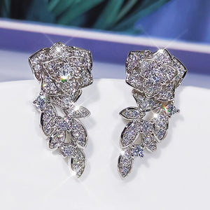 Flower Cluster Earrings Zircon Jewelry Girl's Gift Party