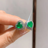 Heart Emerald Earrings Zircon Jewelry for Women, Party Gift