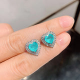Heart Emerald Earrings Zircon Jewelry for Women, Party Gift