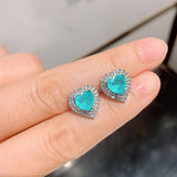 Heart Emerald Earrings Zircon Jewelry for Women, Party Gift