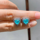 Heart Emerald Earrings Zircon Jewelry for Women, Party Gift
