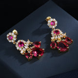 Ruby Water Drops Earrings Zircon Jewelry Gift