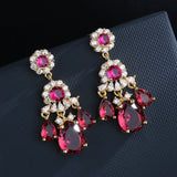 Ruby Water Drops Earrings Zircon Jewelry Gift