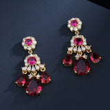 Ruby Water Drops Earrings Zircon Jewelry Gift