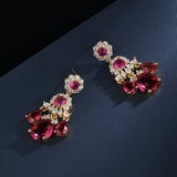 Ruby Water Drops Earrings Zircon Jewelry Gift