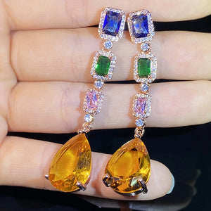 Rectangular Drops Earrings Zircon Female Jewelry Gift