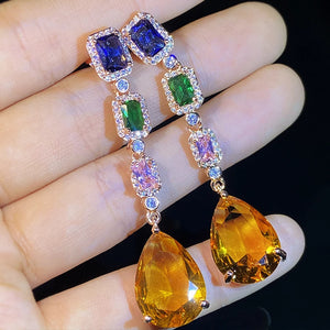Rectangular Drops Earrings Zircon Female Jewelry Gift