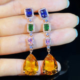 Rectangular Drops Earrings Zircon Female Jewelry Gift