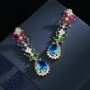 Retro Drops Earrings Zircon Jewelry Girl's Gift Party