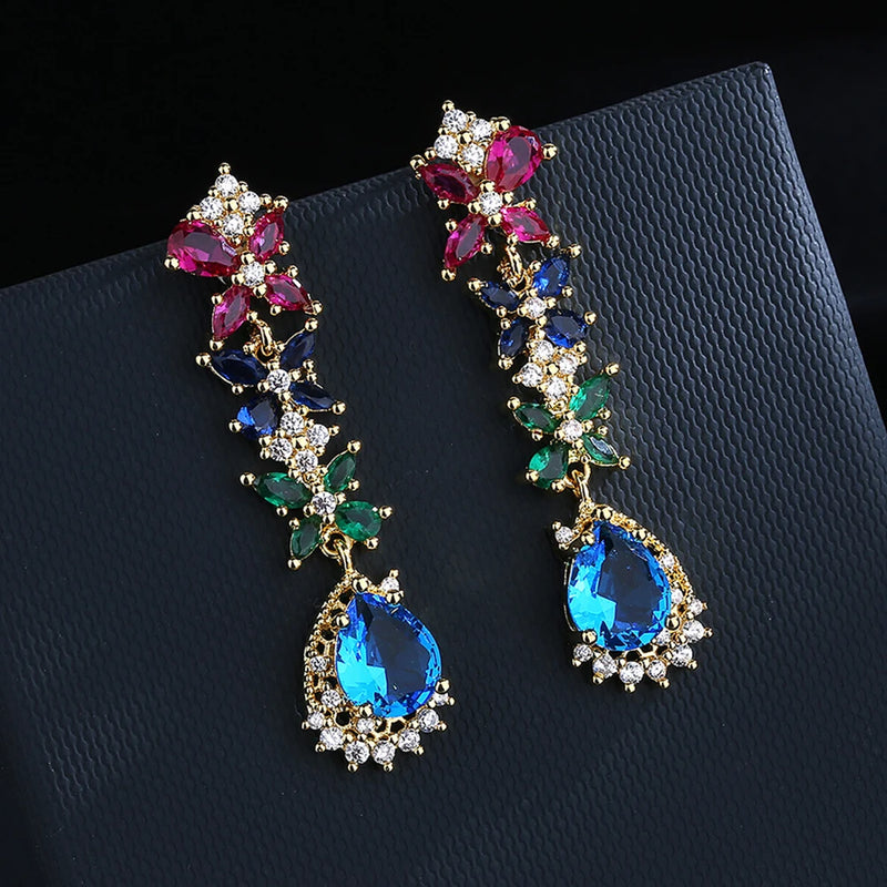 Retro Drops Earrings Zircon Jewelry Girl's Gift Party