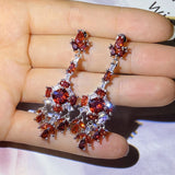 Women's Tassel Red Crystal Earrings Zircon Jewelry Girl's Gift