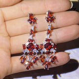 Women's Tassel Red Crystal Earrings Zircon Jewelry Girl's Gift