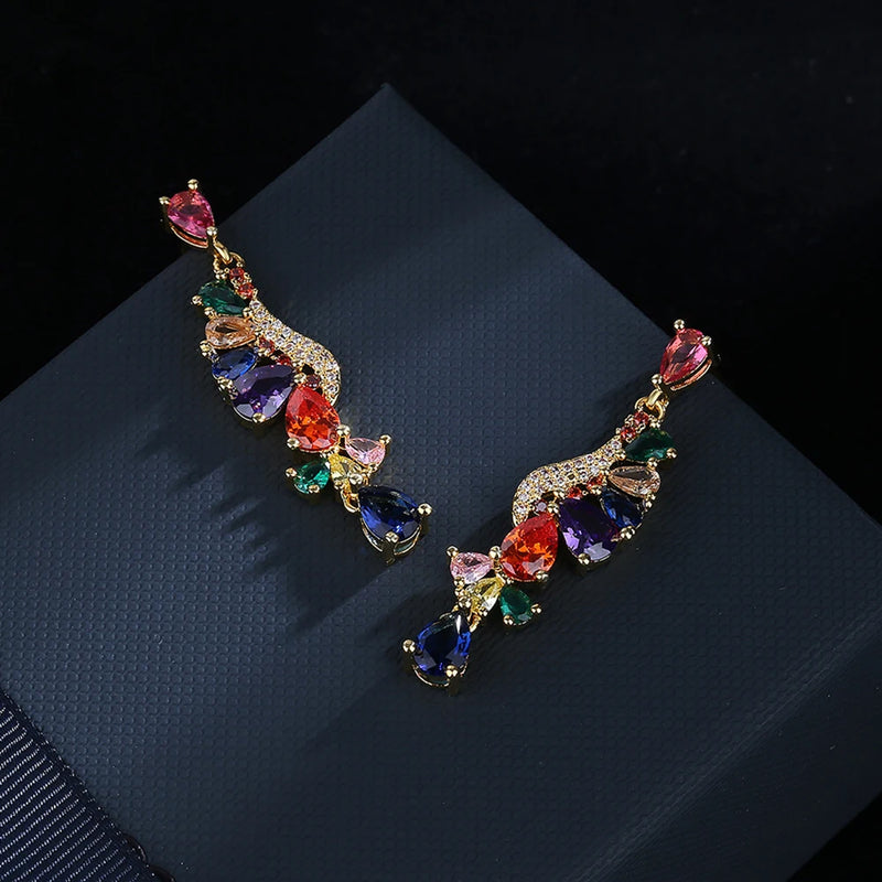 Vintage Drops Earrings Zircon Girl's Gift
