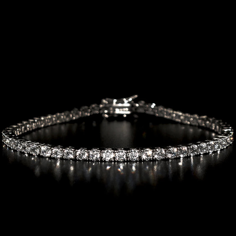 WPB Real S925 Couple's Sterling Silver Bracelet 3mm Drill Tennis Bracelet