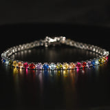 WPB Real S925 Couple's Sterling Silver Bracelet 3mm Drill Tennis Bracelet
