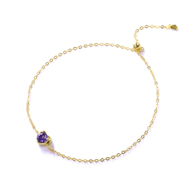 S925 Silver Bracelet Purple Charm Women Holiday Jewelry