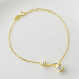 S925 Sterling Silver Bracelet Women Pearl Charm Shell Pearl Jewelry