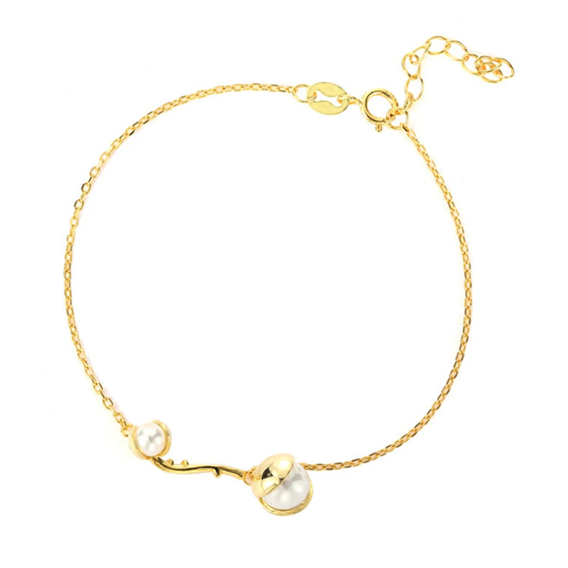 S925 Sterling Silver Bracelet Women Pearl Charm Shell Pearl Jewelry