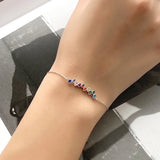 S925 Rainbow Bracelet Colorful Charm Women Holiday Jewelry