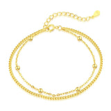 S925 Double Layer Bracelet Women Round Beads Jewelry