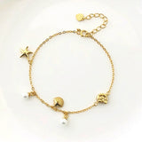 S925 Sterling Silver Bracelet Women Star Shell Bracelet Female Charm Jewelry