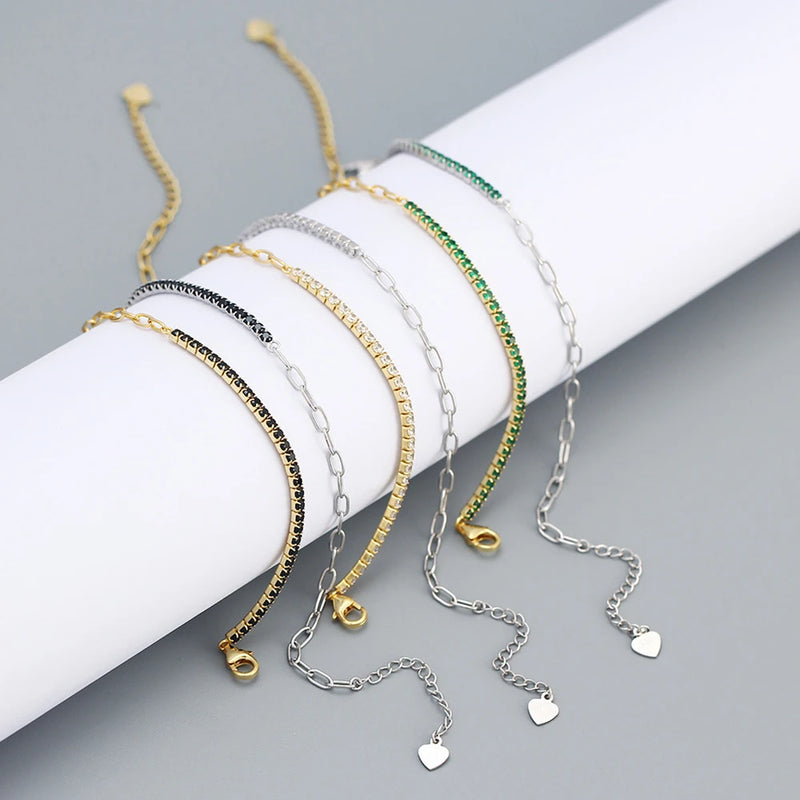 S925 Sterling Silver Diamond Chains Bracelets Women