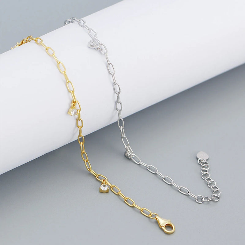 S925 Silver Bracelets Paperclip Style with Diamonds for Women