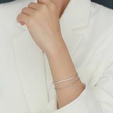 S925 Silver Bracelets Paperclip Style with Diamonds for Women