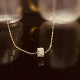 S925 Sterling Silver Cylinder Necklace Women Necklace Diamond Pendants