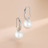 S925 Silver Earrings 10mm Pearl Hoop Women's Jewelry Party Banquet