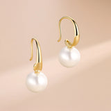 S925 Silver Earrings 10mm Pearl Hoop Women's Jewelry Party Banquet