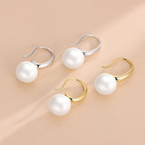 S925 Silver Earrings 10mm Pearl Hoop Women's Jewelry Party Banquet