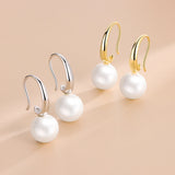 S925 Silver Earrings 10mm Pearl Hoop Women's Jewelry Party Banquet