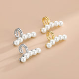 S925 Sterling Silver Earrings 5 Pearls Clip-On Womens Jewelry