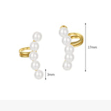 S925 Sterling Silver Earrings 5 Pearls Clip-On Womens Jewelry