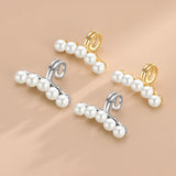 S925 Sterling Silver Earrings 5 Pearls Clip-On Womens Jewelry